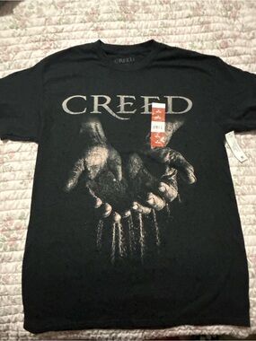 Creed Black Short-Sleeve Graphic Tee with Hand Print